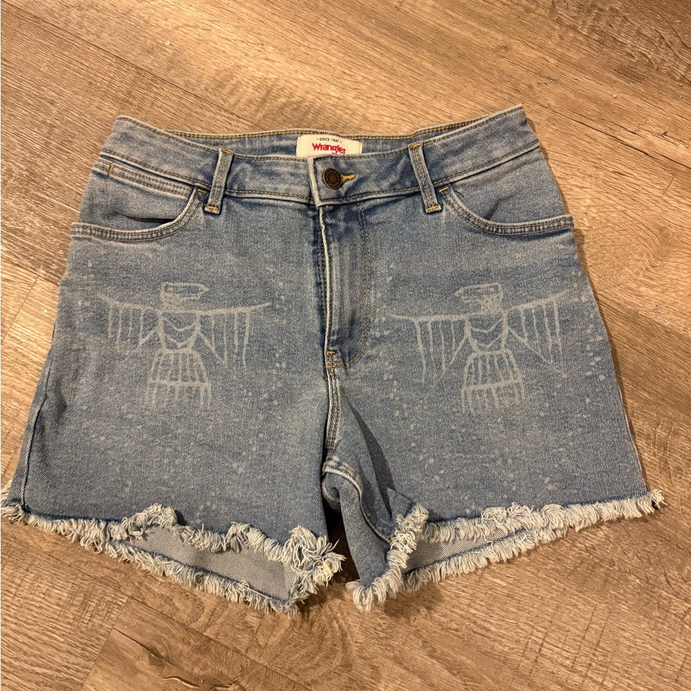 Wrangler Women's Light Blue Frayed Denim Shorts
